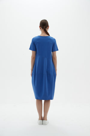 SHORT SLEEVE DIAGONAL SEAM DRESS