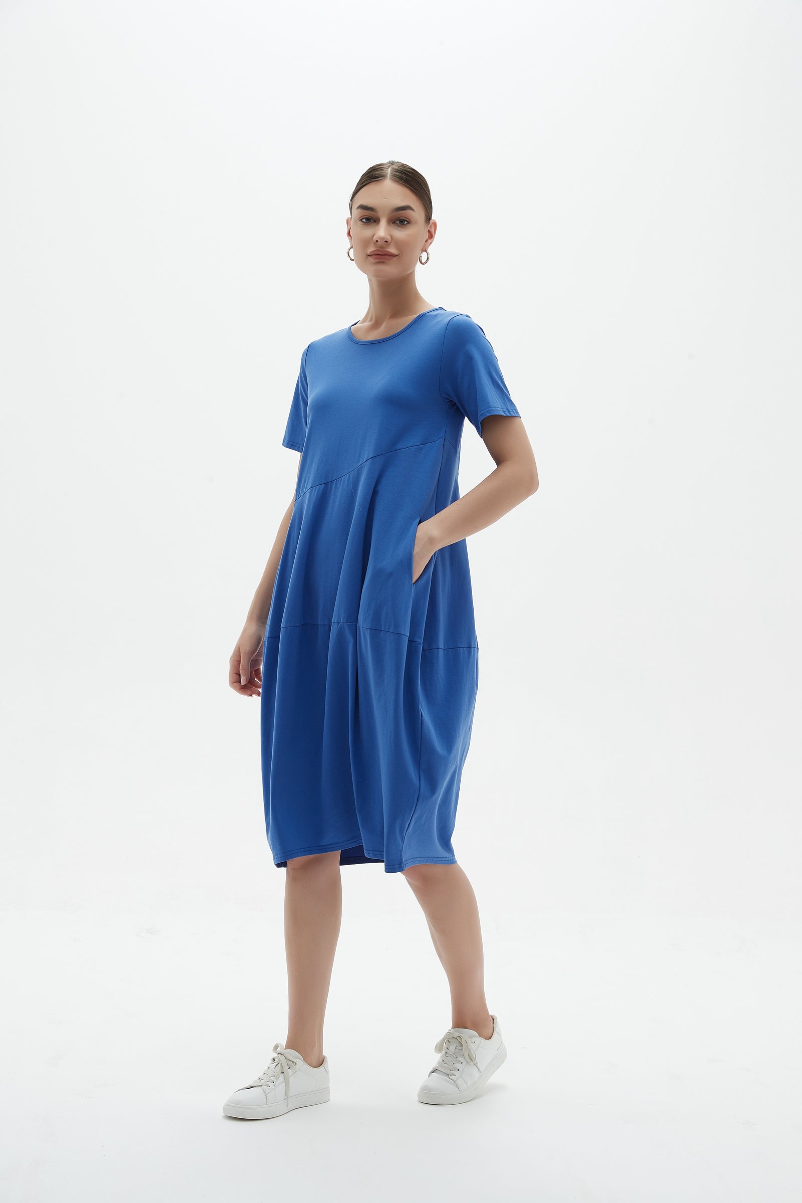 SHORT SLEEVE DIAGONAL SEAM DRESS