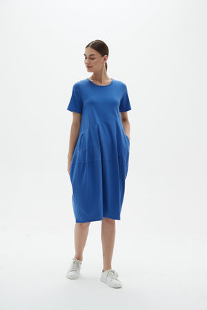 SHORT SLEEVE DIAGONAL SEAM DRESS