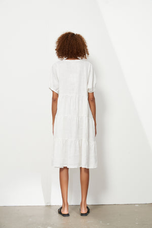 TIERED LINEN DRESS