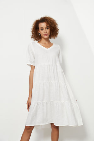 TIERED LINEN DRESS