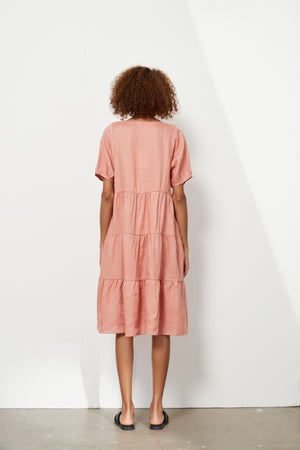 TIERED LINEN DRESS