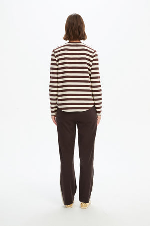 STRIPE CURVE HEM TSHIRT