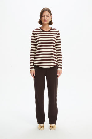 STRIPE CURVE HEM TSHIRT
