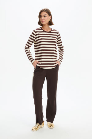 STRIPE CURVE HEM TSHIRT