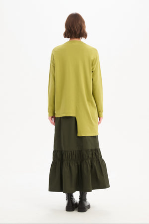 Women's Merino Wool Blend Knitted Sweater | Asymmetric Zip Knit Deep Citrus back