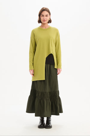 Women's Merino Wool Blend Knitted Sweater | Asymmetric Zip Knit Deep Citrus layered