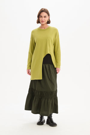 Women's Merino Wool Blend Knitted Sweater | Asymmetric Zip Knit Deep Citrus layer