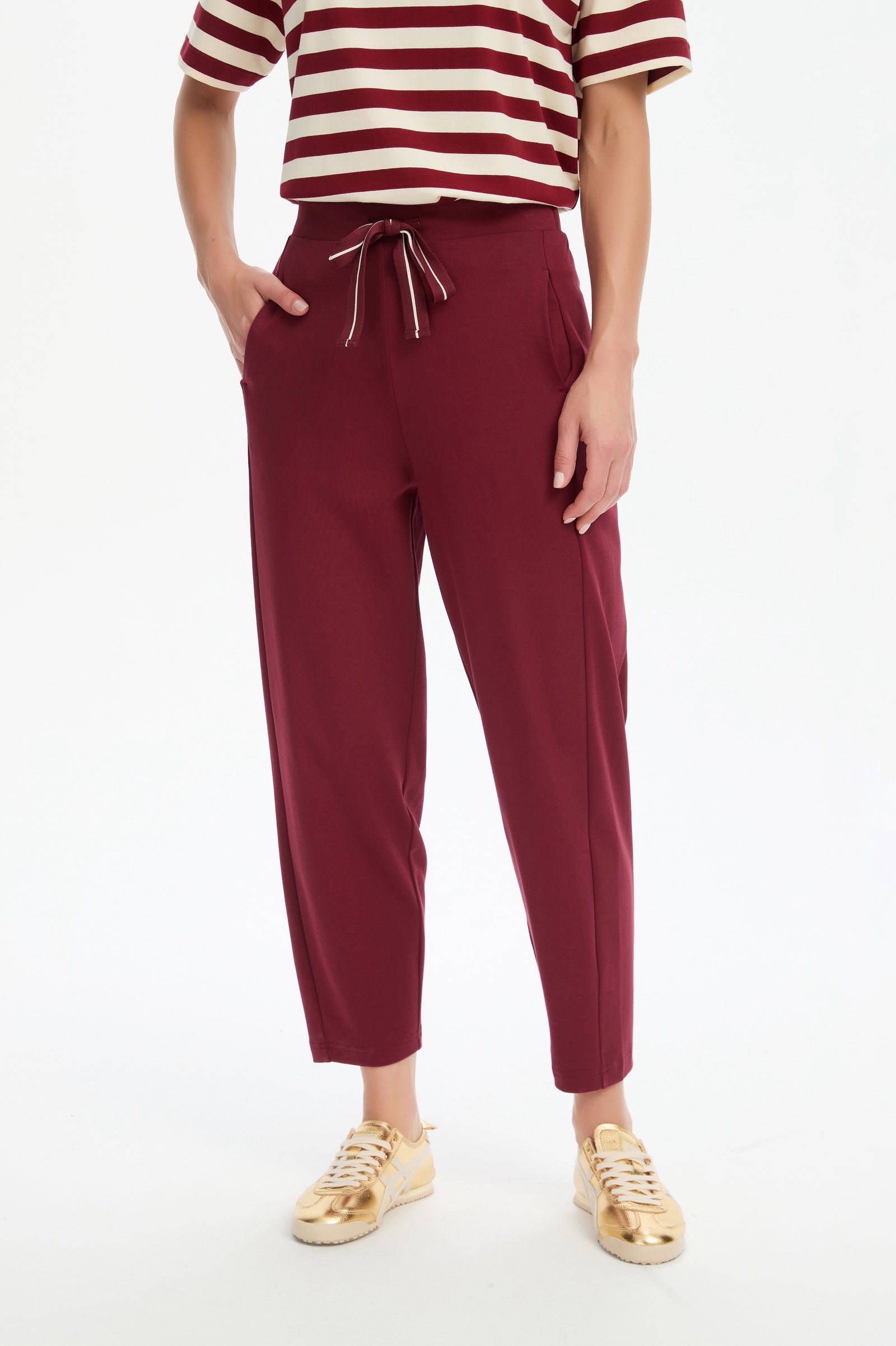 BARREL LEG LOUNGE SUMMER PANT rasberry front