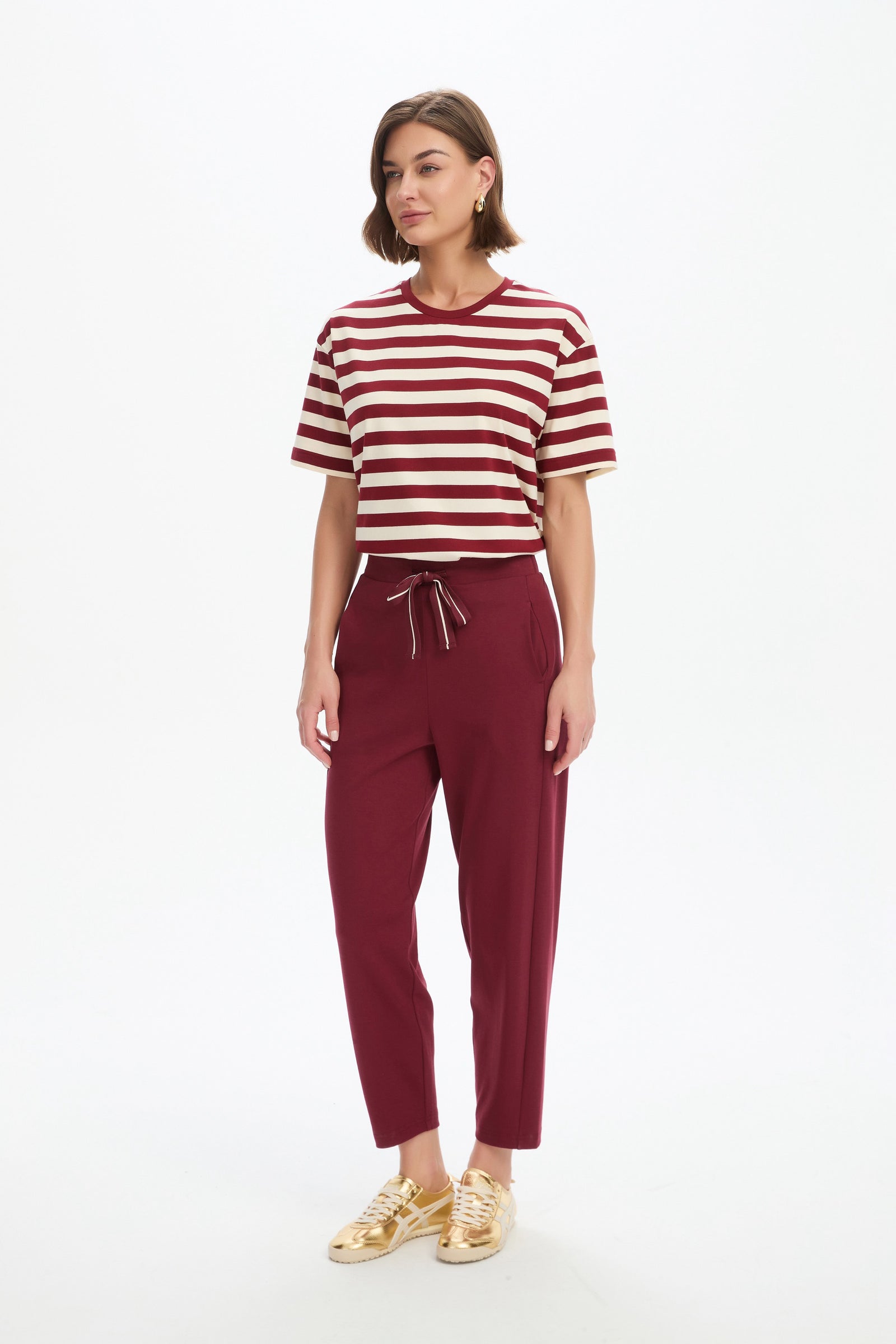 BARREL LEG LOUNGE SUMMER PANT rasberry front