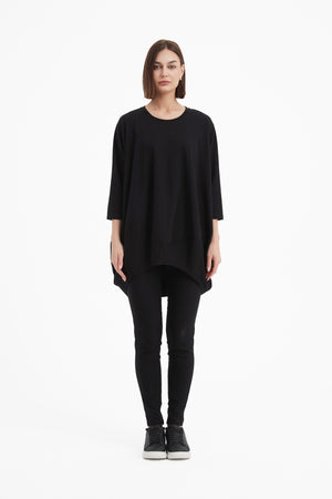 Women's Oversized Cotton 3/4 Sleeve T-Shirt & Top black 3