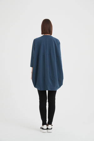 Women's Oversized Cotton 3/4 Sleeve T-Shirt & Top teal back