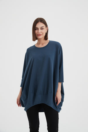 Women's Oversized Cotton 3/4 Sleeve T-Shirt & Top teal