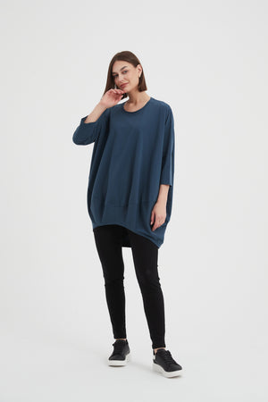 Women's Oversized Cotton 3/4 Sleeve T-Shirt & Top teal 3