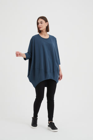 Women's Oversized Cotton 3/4 Sleeve T-Shirt & Top teal 2