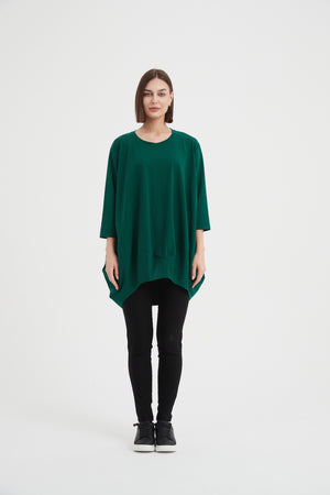 Women's Oversized Cotton 3/4 Sleeve T-Shirt & Top emerald green 5