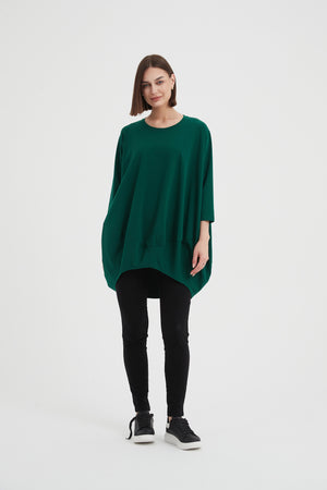 Women's Oversized Cotton 3/4 Sleeve T-Shirt & Top emerald green 1