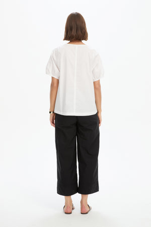 BISHOP SLEEVE POPLIN TOP white back