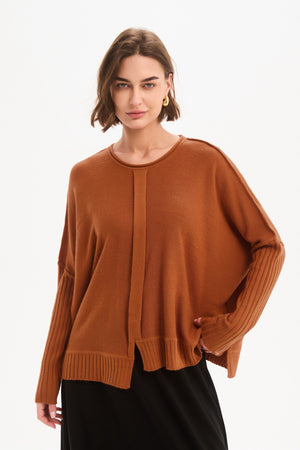 BOXY RIB SLEEVE KNIT amberstone side