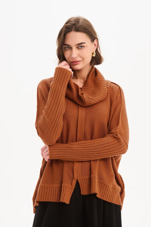 BOXY RIB SLEEVE KNIT amberstone