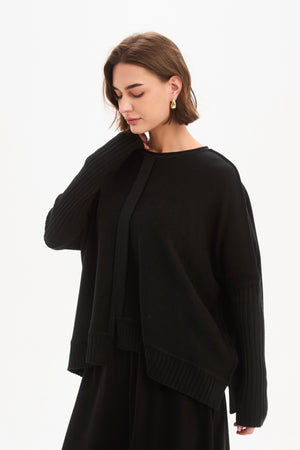 BOXY RIB SLEEVE KNIT black side