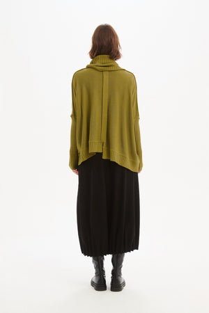 BOXY RIB SLEEVE KNIT chartreuse back