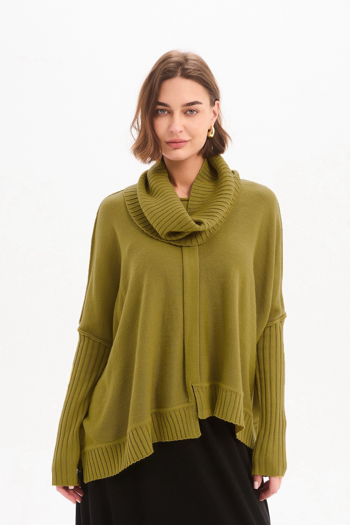 BOXY RIB SLEEVE KNIT chartreuse 