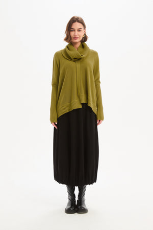 BOXY RIB SLEEVE KNIT chartreuse hands down
