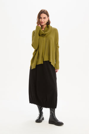 BOXY RIB SLEEVE KNIT chartreuse full shot