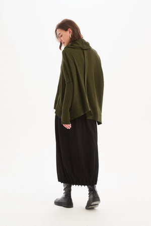 BOXY RIB SLEEVE KNIT khaki back