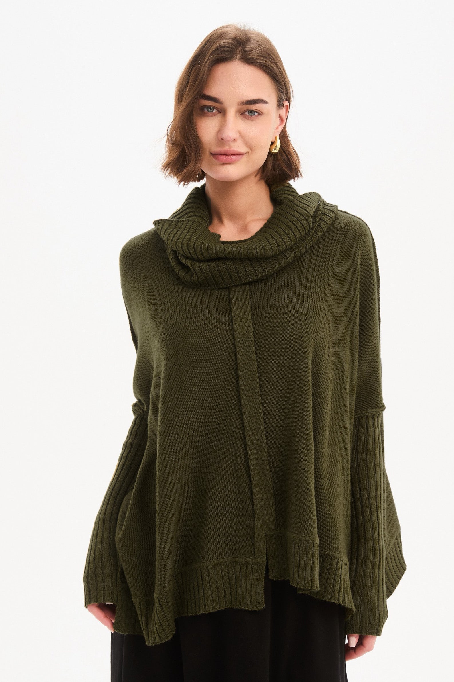 BOXY RIB SLEEVE KNIT khaki
