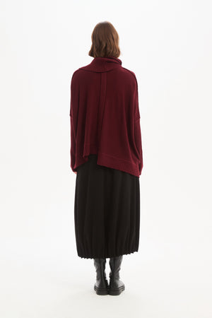 BOXY RIB SLEEVE KNIT wine back
