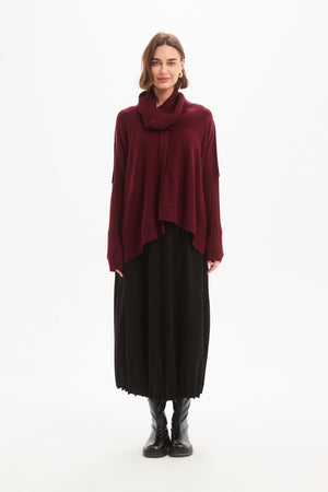 BOXY RIB SLEEVE KNIT wine full shot