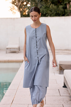 BUTTON FRONT GINGHAM TUNIC