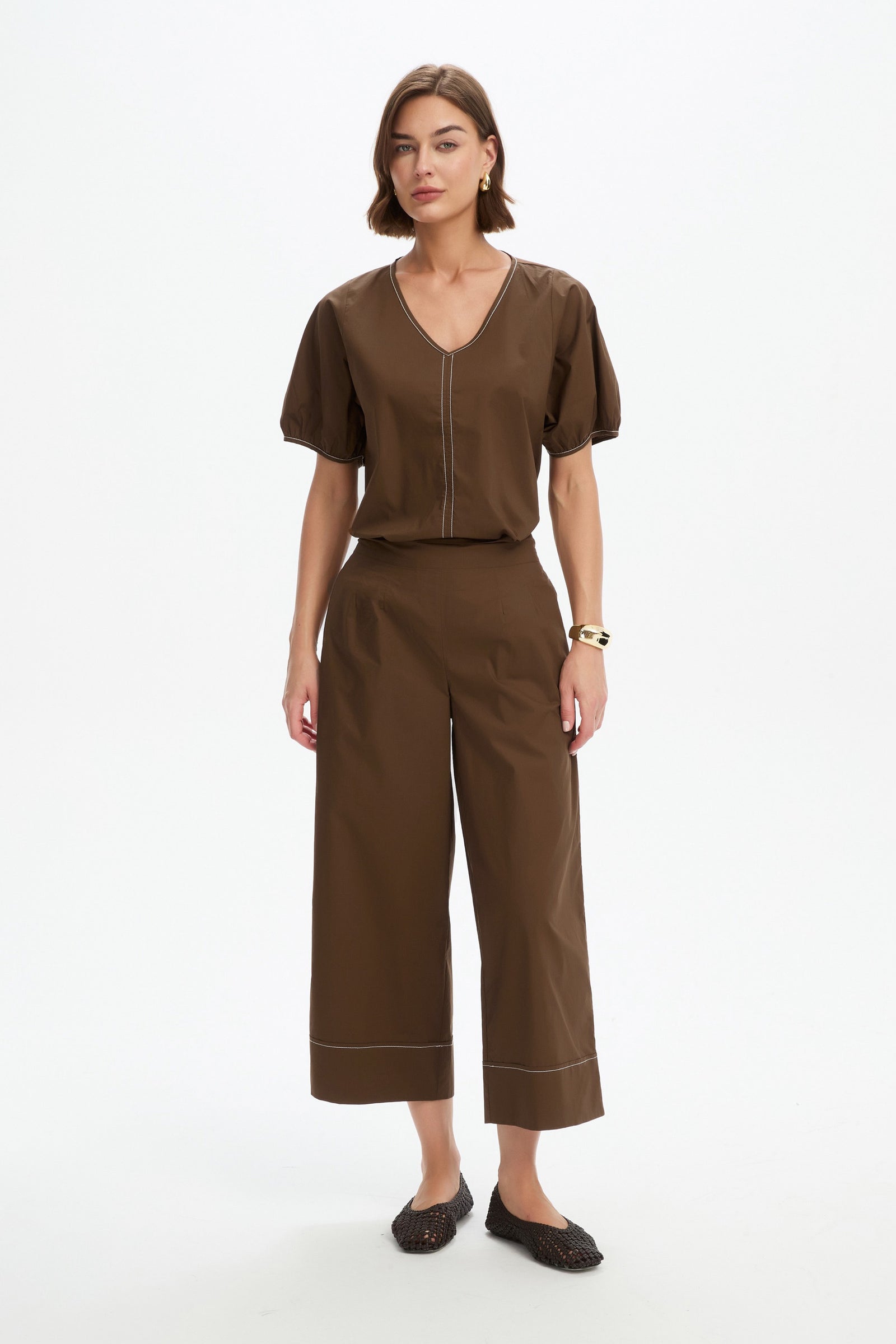 CLASSIC CONTRAST PANT chocolate side
