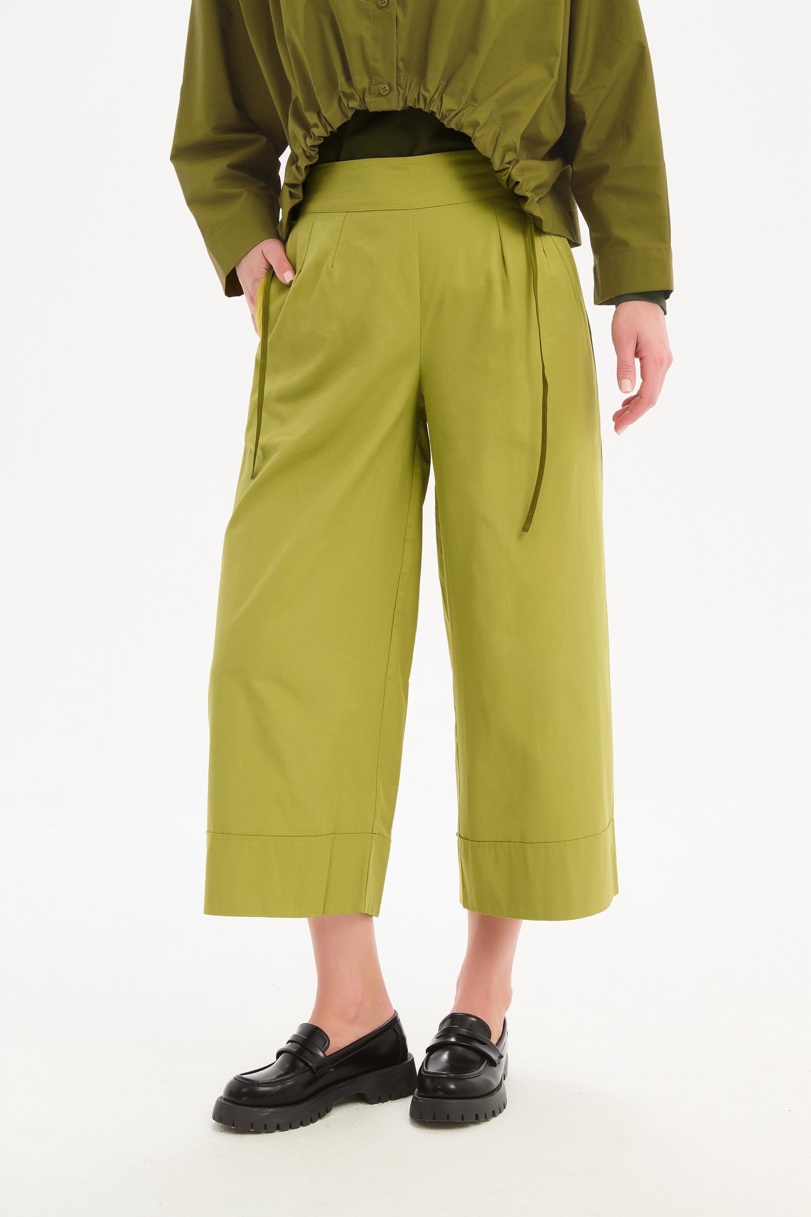 Women's Wide Leg Work Pants & Classic Trousers With Pockets Chartreuse