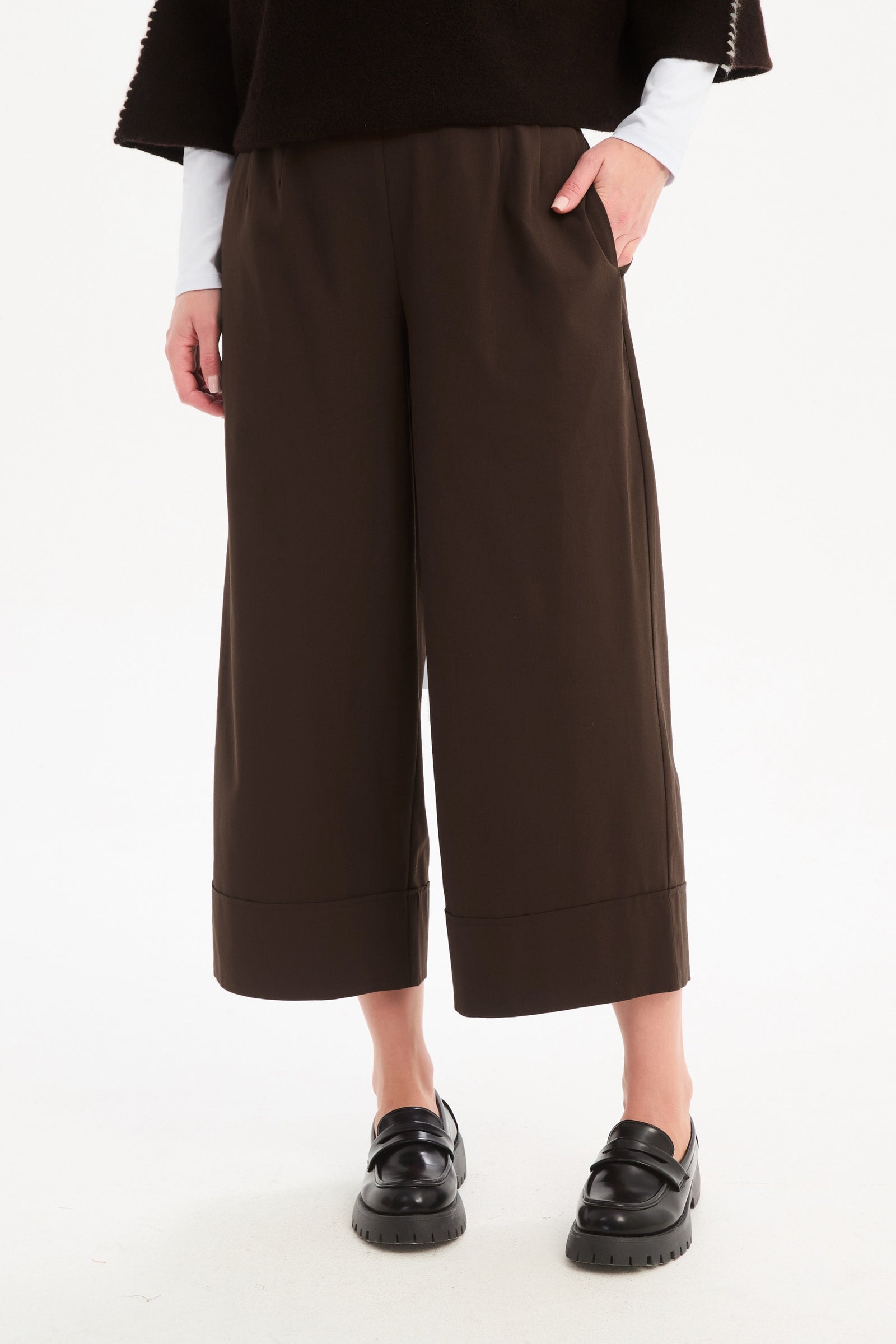 Women's Wide Leg Work Pants & Classic Trousers With Pockets Chocolate