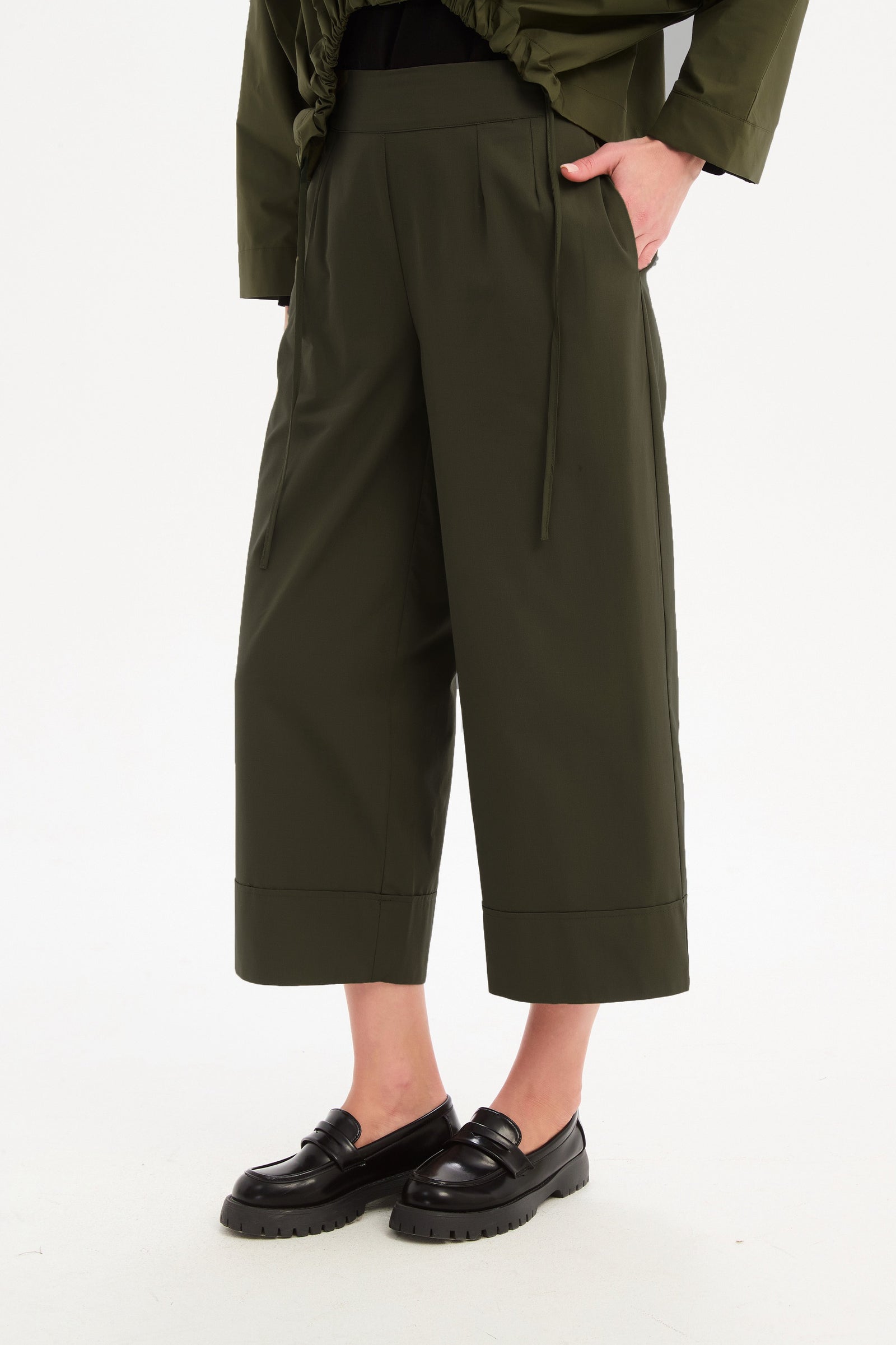 Women's Wide Leg Work Pants & Classic Trousers With Pockets Khaki Side