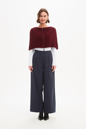 Women's Wide Leg, Long Work Pants & Trousers With Pockets Navy Front 2