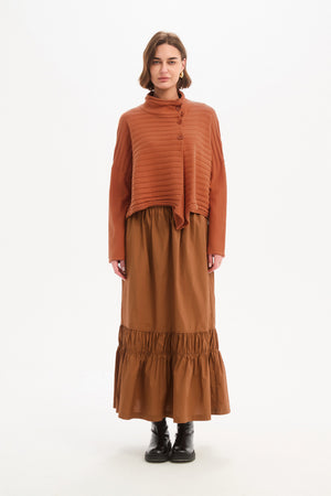 Women's Merino Wool Blend Knitted Sweater | Cowl Neck Button Knit Amberstone Buttoned
