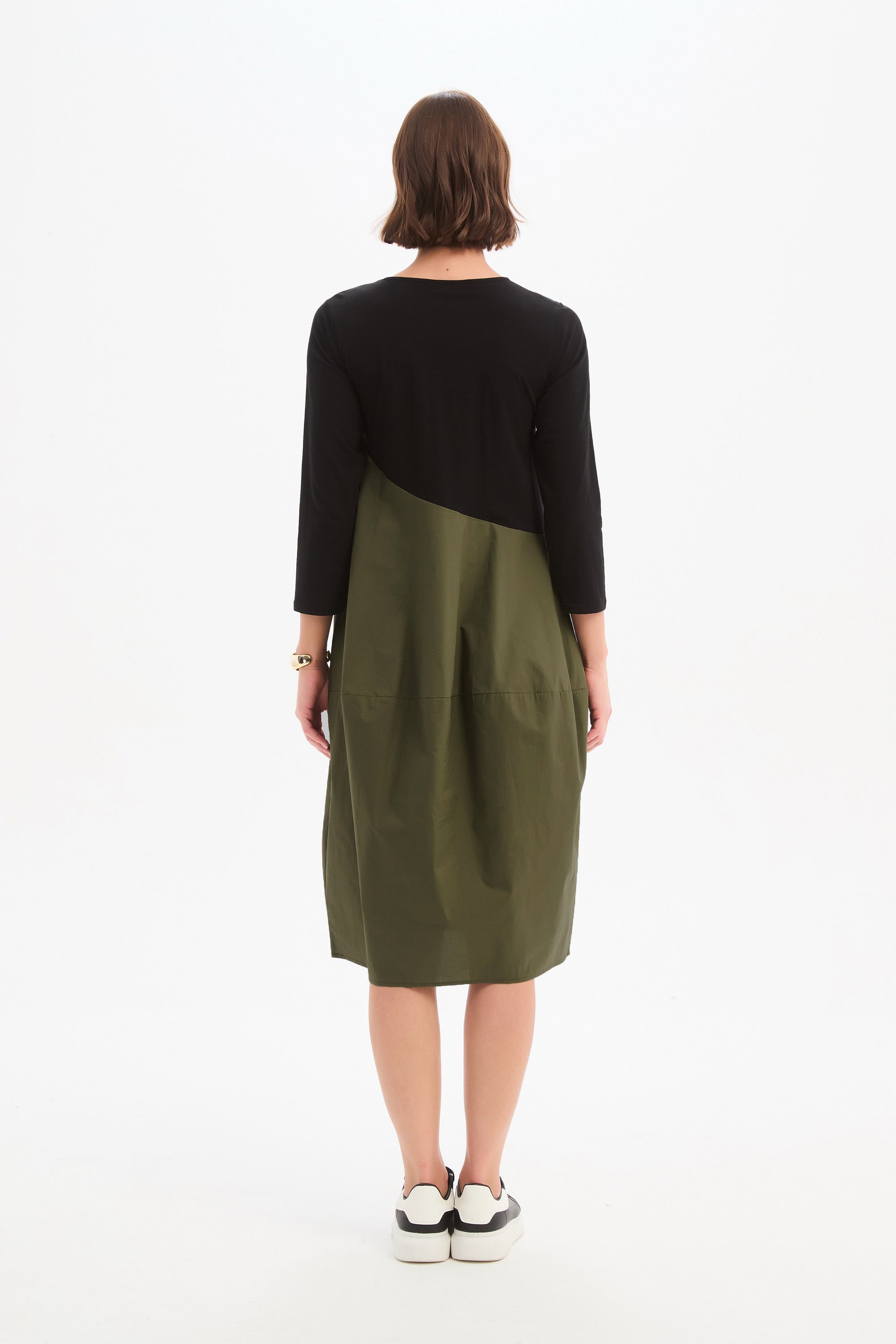 black and khaki dress Women's Cotton Midi & Pockets | Diagonal Seam Dresses STAFF_DISCOUNT50% ASOS DESIGN Petite knit sunset cocktails COLOR:4P