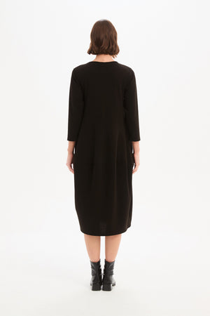 Women's Knitted Midi Dresses | Diagonal Seam Knit Dress Chocolate back 2