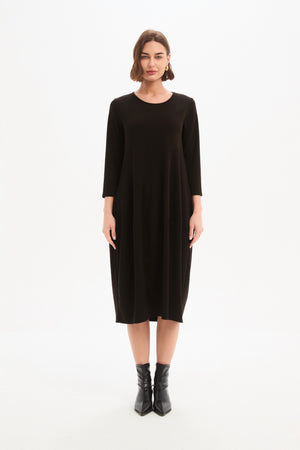 Women's Knitted Midi Dresses | Diagonal Seam Knit Dress Chocolate front 2