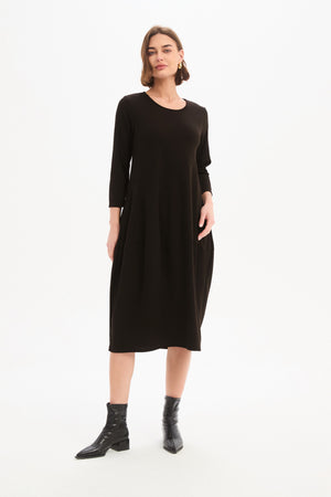 Women's Knitted Midi Dresses | Diagonal Seam Knit Dress Chocolate