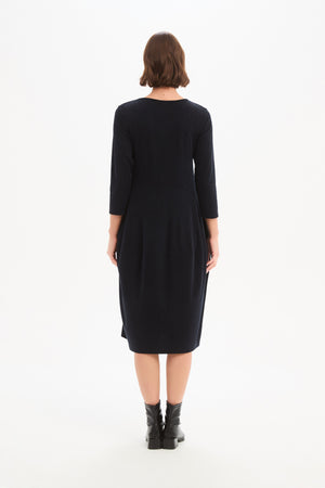Women's Knitted Midi Dresses | Diagonal Seam Knit Dress Chocolate back