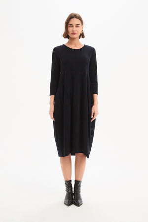 Women's Knitted Midi Dresses | Diagonal Seam Knit Dress Black 2