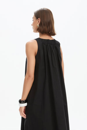 ELASTIC DETAIL A-LINE DRESS