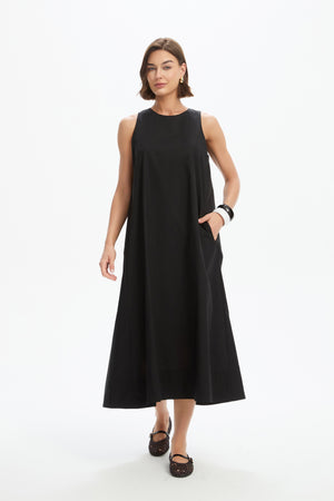ELASTIC DETAIL A-LINE DRESS