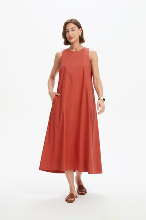 ELASTIC DETAIL A-LINE DRESS