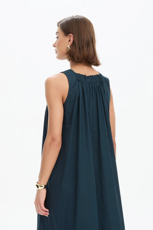 ELASTIC DETAIL A-LINE DRESS